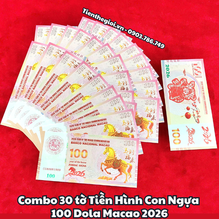 Tiền Lì Xì 100 Dola Macao Hình Con Ngựa 2026